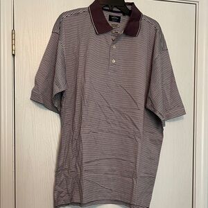Callaway Men's Polo Shirt - Maroon and White Stripes